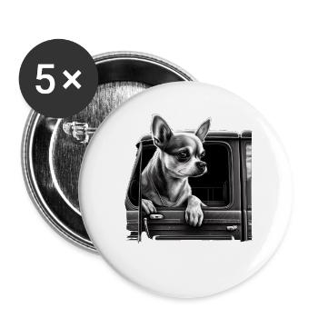 Chihuahua | Trucker LKW-Fahrer Vater Männer Auto - Buttons groß 56 mm (5er Pack) - Weiß - Vorne