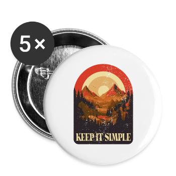 Keep It Simple Tent Camping Nature Mountains Minimalist - Buttons large 2.2''/56 mm (5-pack) - white - Front