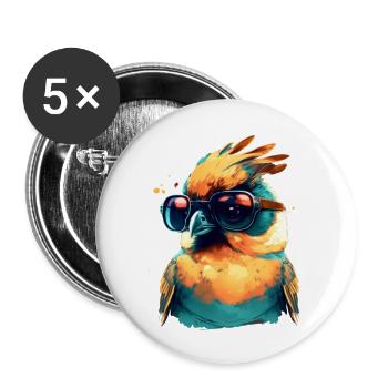 Cool Bird - Buttons large 2.2''/56 mm (5-pack) - white - Front
