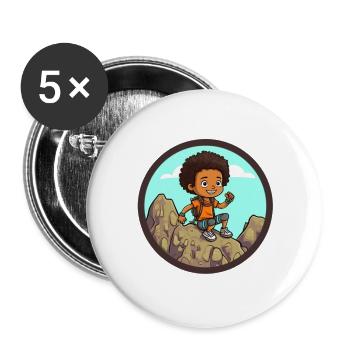 Afro Black Kid Young Girl Empowerment Girl - Buttons large 2.2''/56 mm (5-pack) - white - Front