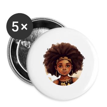 Powerful Afro Heroine Illustration - Buttons large 2.2''/56 mm (5-pack) - white - Front