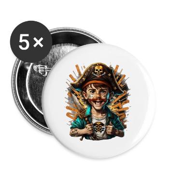 PiratBoy - Buttons groß 56 mm (5er Pack) - Weiß - Vorne