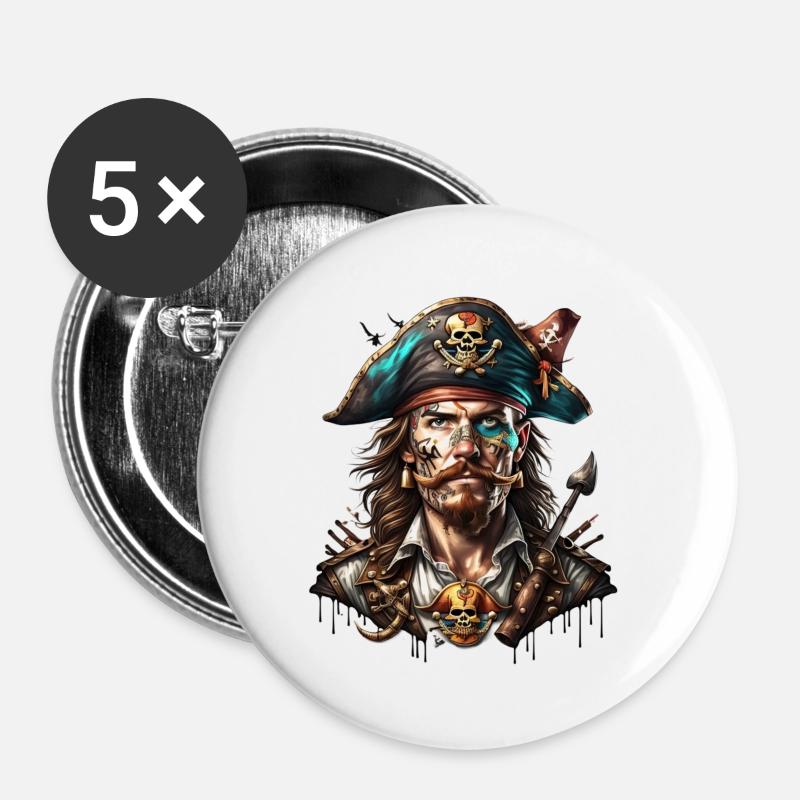 Pirate - Buttons large 2.2''/56 mm (5-pack) - white