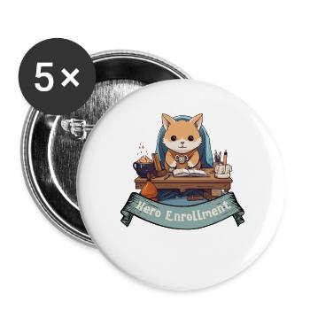 Heroes please enroll here – RPG Design - Buttons large 2.2''/56 mm (5-pack) - white - Front