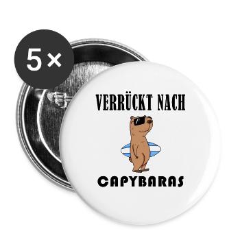 Capybara Wasserschwein Capybaras - Buttons groß 56 mm (5er Pack) - Weiß - Vorne