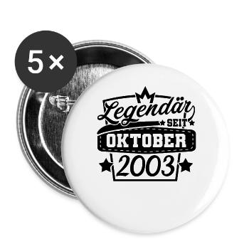 Jahrgang 2003 Oktober - Buttons groß 56 mm (5er Pack) - Weiß - Vorne