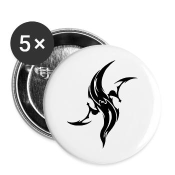 Tattoo Tanzende Flamme - Buttons groß 56 mm (5er Pack) - Weiß - Vorne