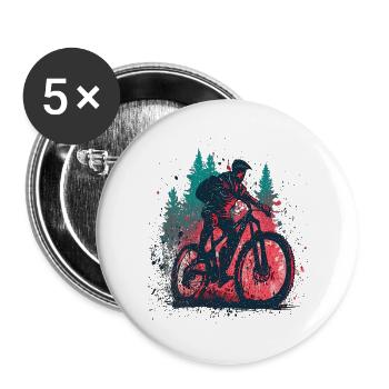 Vintage VTT VTT Cycliste de descente - Lot de 5 grands badges (56 mm) - blanc - Devant