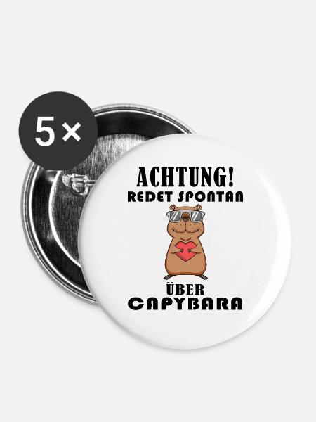 Capybara Wasserschwein Capybaras - Buttons groß 56 mm (5er Pack) - Weiß