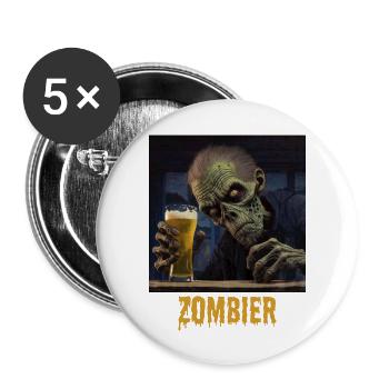 Zombier - Buttons groß 56 mm (5er Pack) - Weiß - Vorne