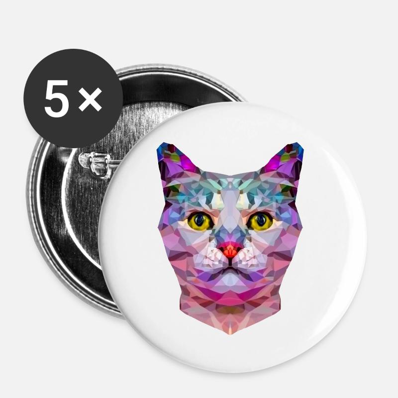 ORIGAMI KATZE - Buttons groß 56 mm (5er Pack) - Weiß