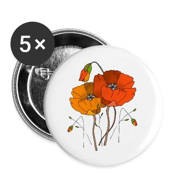 Fleur - Lot de 5 grands badges (56 mm) - blanc - Devant