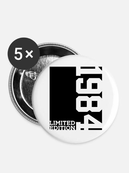 LIMITED EDITION 1984 42. GEBURTSTAG - Buttons groß 56 mm (5er Pack) - Weiß