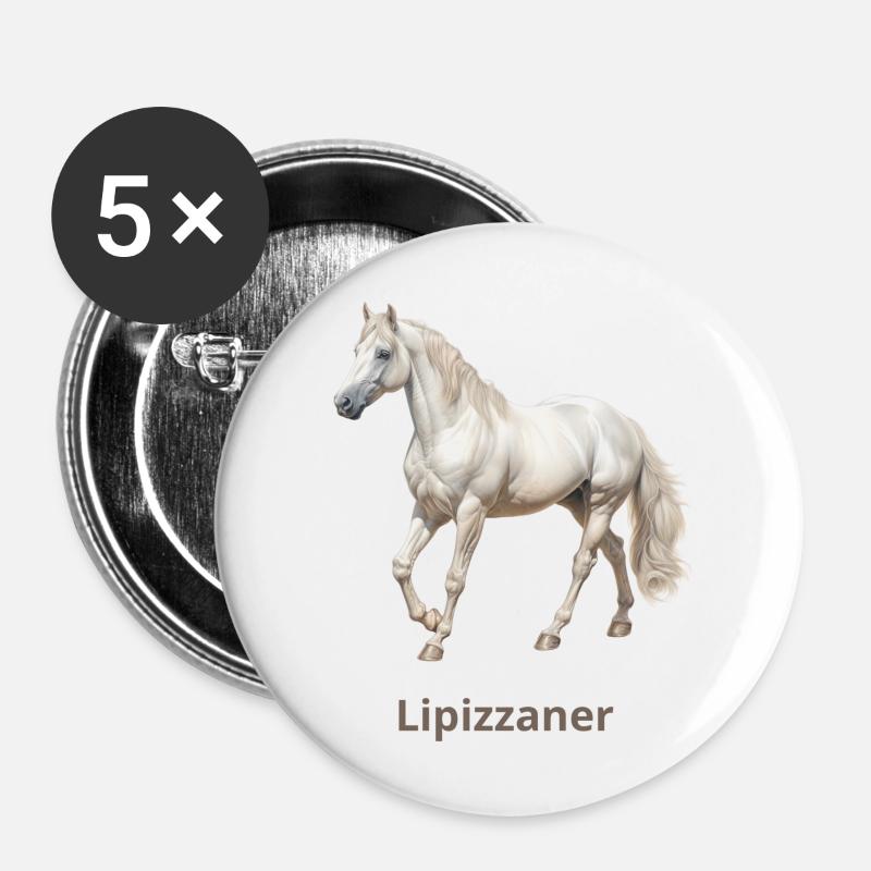 Lipizzaner - Buttons large 2.2''/56 mm (5-pack) - white