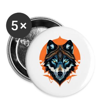 Wolf - Buttons large 2.2''/56 mm (5-pack) - white - Front