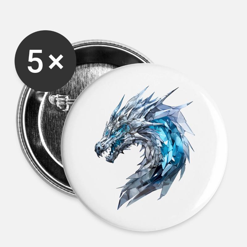 Glass Dragon - Buttons large 2.2''/56 mm (5-pack) - white