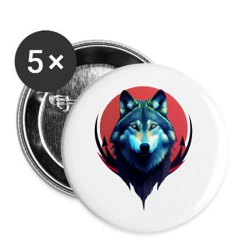 Wolf - Buttons large 2.2''/56 mm (5-pack) - white - Front