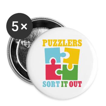 Puzzlers sort it out - Buttons groß 56 mm (5er Pack) - Weiß - Vorne