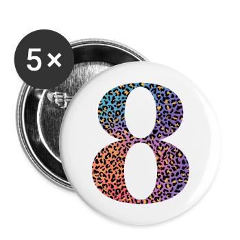8th Birthday Leopard - Buttons large 2.2''/56 mm (5-pack) - white - Front