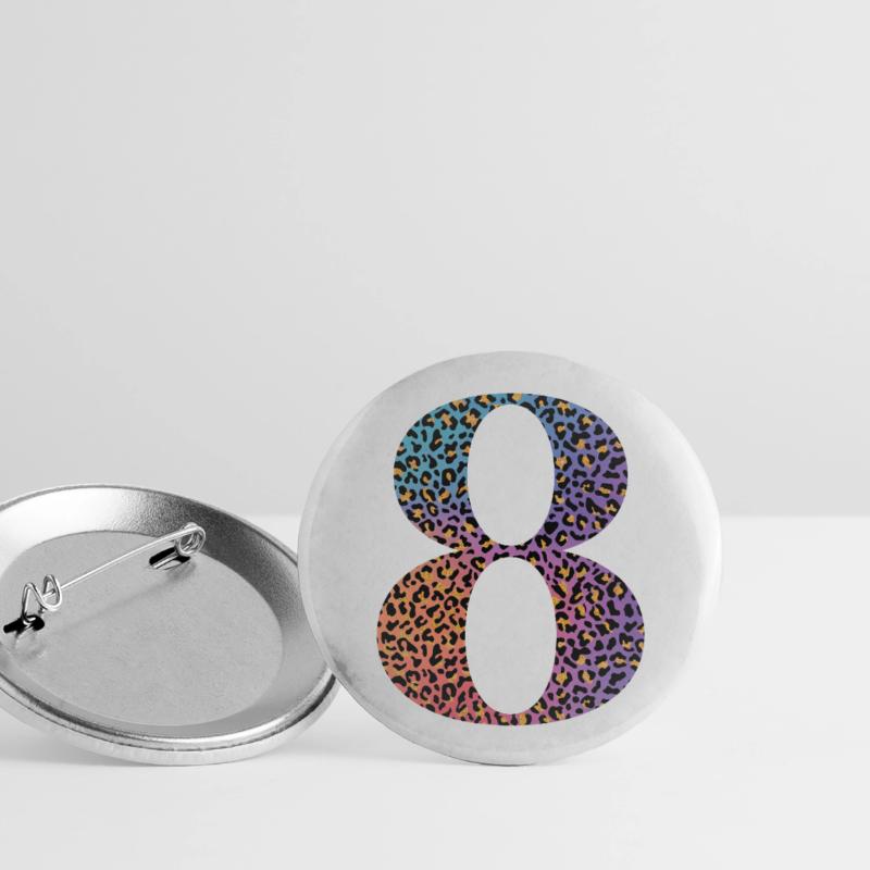 8. Geburtstag Leopard Buttons groß 56 mm (5er Pack)