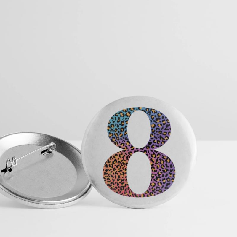 8e anniversaire léopard Lot de 5 grands badges (56 mm)