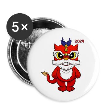 Chinesisches Neujahr Drache Vietnam I Geschenk - Buttons groß 56 mm (5er Pack) - Weiß - Vorne