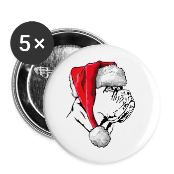 Santa Bordeauxdogge Weihnachten Hunde Wilsigns - Buttons groß 56 mm (5er Pack) - Weiß - Vorne