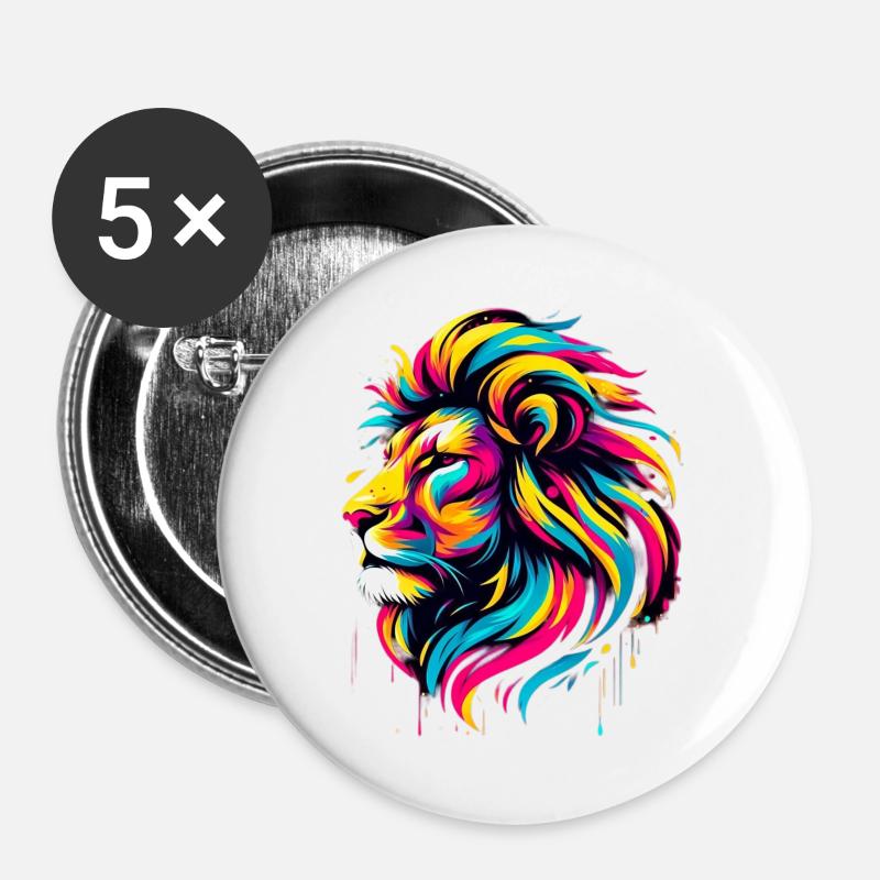 Lion - Buttons large 2.2''/56 mm (5-pack) - white
