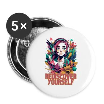 Rediscover Yourself- Trendy Aesthetic Graphic - Buttons groß 56 mm (5er Pack) - Weiß - Vorne