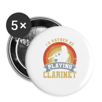 Ich würde lieber Klarinette spielen - Buttons groß 56 mm (5er Pack) - Weiß - Vorne