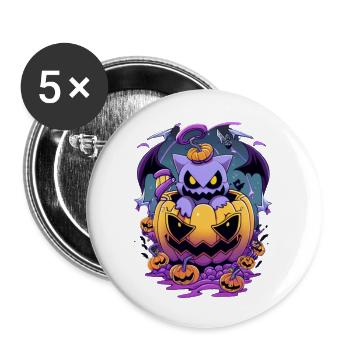 Halloween - Buttons large 2.2''/56 mm (5-pack) - white - Front