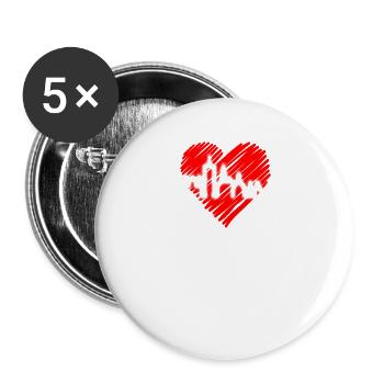 Augsburg Skyline Heartbeat Fan I Love Augsburger - Buttons large 2.2''/56 mm (5-pack) - white - Front