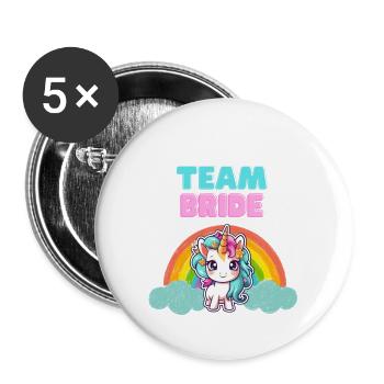 Conception de licorne « Team Bride » - Lot de 5 grands badges (56 mm) - blanc - Devant