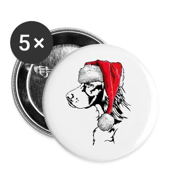 Santa Irish Setter Christmas Dogs Wilsigns - Buttons large 2.2''/56 mm (5-pack) - white - Front