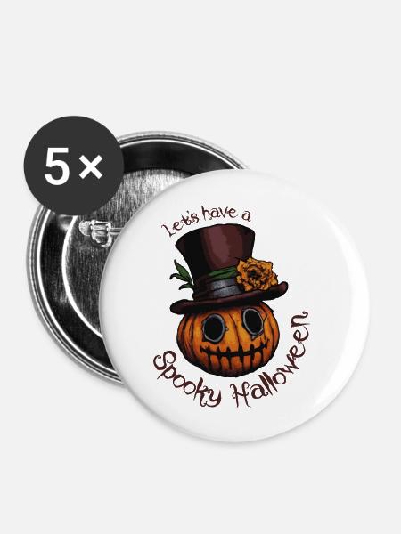 Spooky Halloween - Buttons groß 56 mm (5er Pack) - Weiß