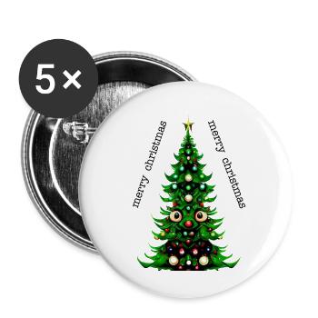 Frohe Weihnachten - Buttons groß 56 mm (5er Pack) - Weiß - Vorne