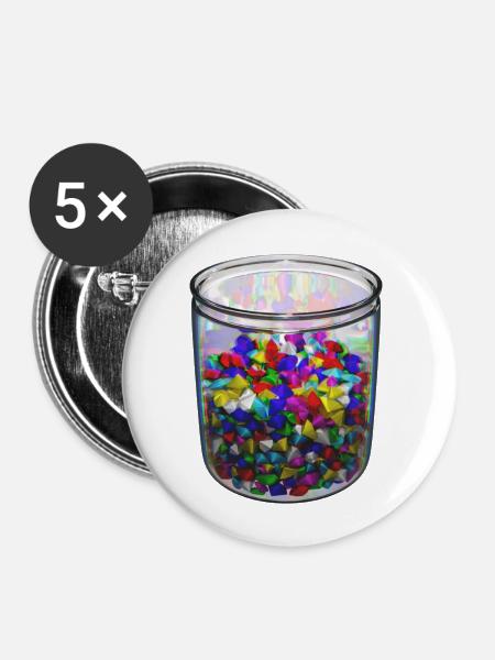 Edelstein-Topf - Buttons groß 56 mm (5er Pack) - Weiß
