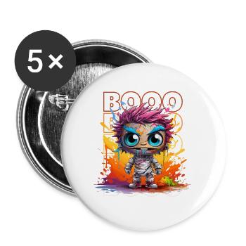 Chibi Shuffle & Booo! Zany Zombie Tee! - Buttons large 2.2''/56 mm (5-pack) - white - Front