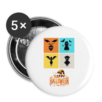 Quartett der Schrecken: Eine Halloween-Collage - Buttons groß 56 mm (5er Pack) - Weiß - Vorne