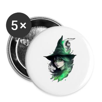 Sorcière - Lot de 5 grands badges (56 mm) - blanc - Devant