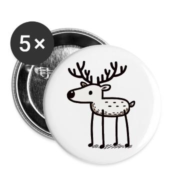 Robert der Hirsch - Buttons groß 56 mm (5er Pack) - Weiß - Vorne