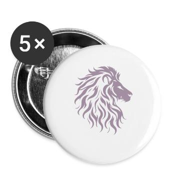 Silhouette majestueuse de tête de lion - Lot de 5 grands badges (56 mm) - blanc - Devant