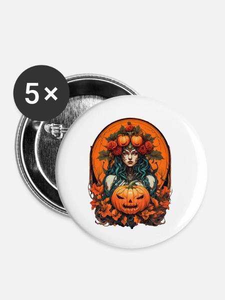 Halloween - Buttons groß 56 mm (5er Pack) - Weiß
