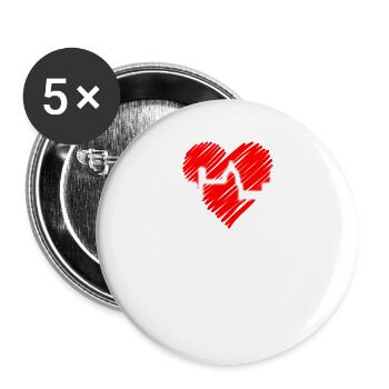 Florence Skyline Italy Heartbeat I Love Firenze - Buttons large 2.2''/56 mm (5-pack) - white - Front