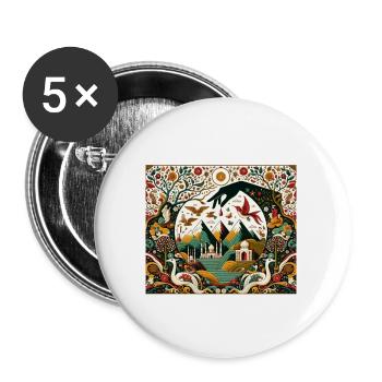 Trees, Mountains and Geometric Hand - Buttons large 2.2''/56 mm (5-pack) - white - Front