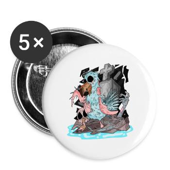 Mouette zombie - Lot de 5 grands badges (56 mm) - blanc - Devant