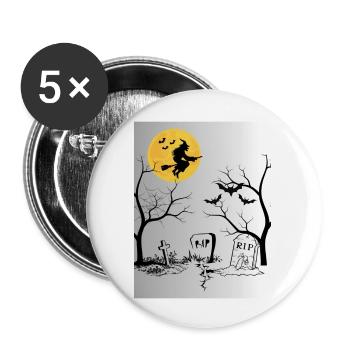 Helloween - Buttons groß 56 mm (5er Pack) - Weiß - Vorne