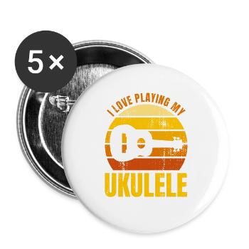 Dicton de motivation pour ukulélé - Lot de 5 grands badges (56 mm) - blanc - Devant