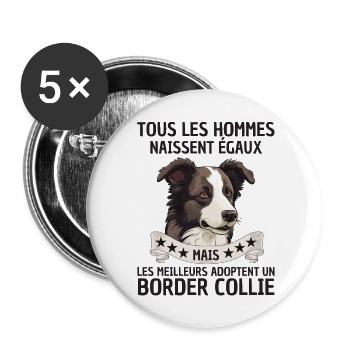 les meilleurs hommes adoptent un border collie - Lot de 5 grands badges (56 mm) - blanc - Devant