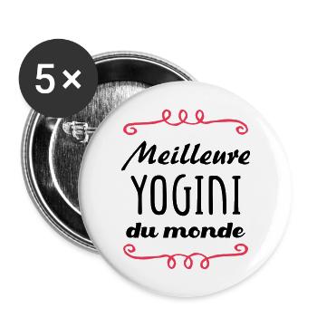 Meilleure Yogini du monde / Yoga - Lot de 5 grands badges (56 mm) - blanc - Devant